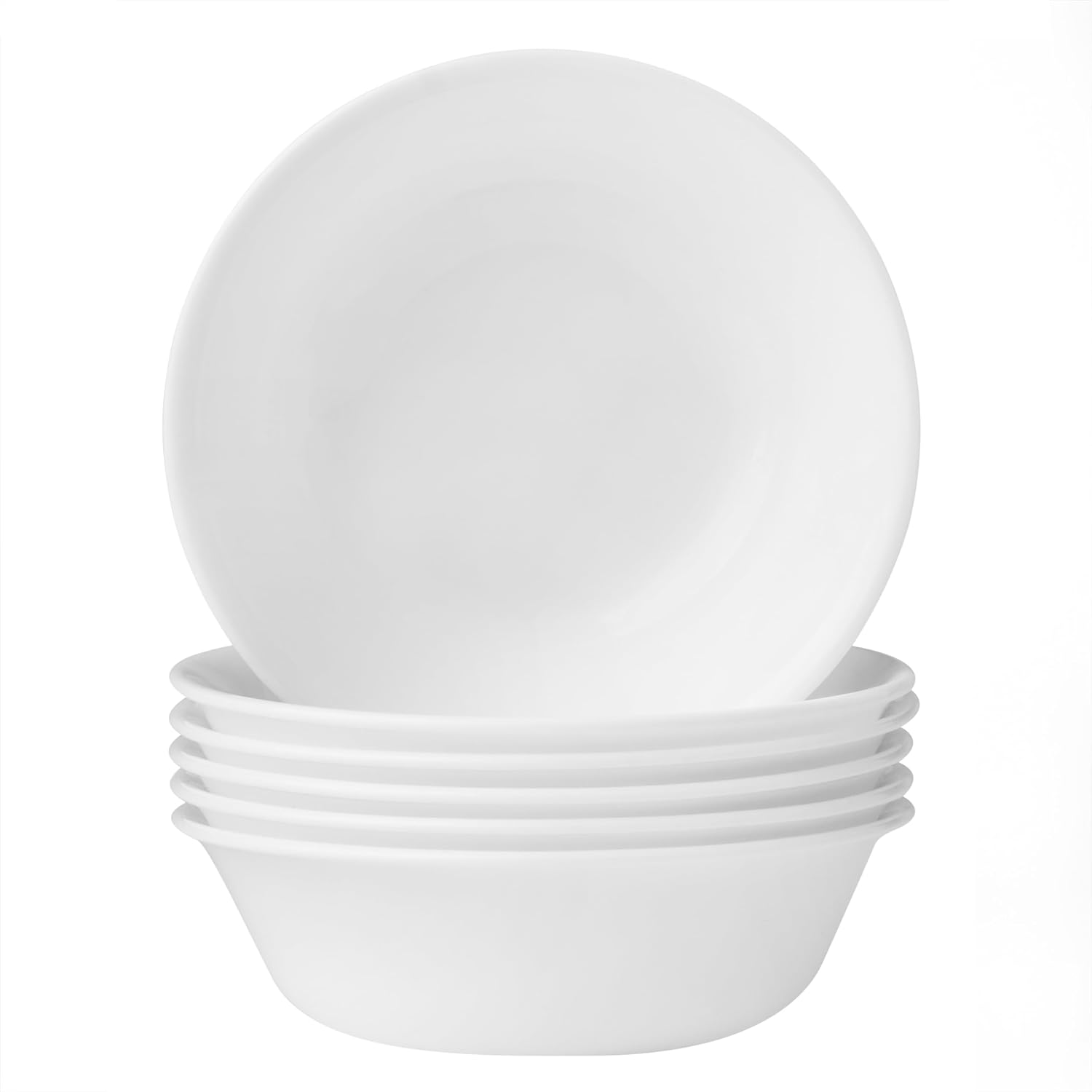 Corelle Vitrelle 6-Piece Soup/Cereal Bowl Set, Triple Layer Glass and Chip Resistant, 18-Oz Lightweight Round Bowls, Winter Frost White