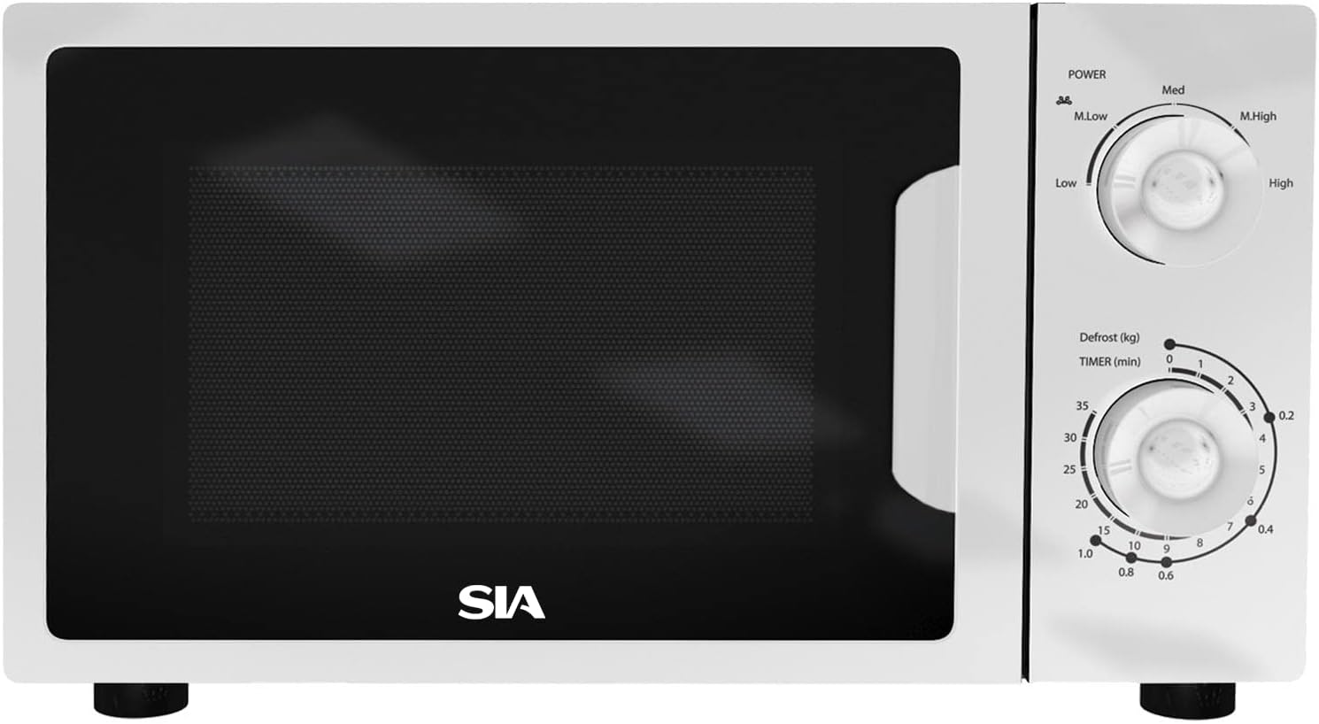 SIA FAM21WH 20L White Microwave, Freestanding, Analogue Dials, 700W, 2 Years Parts and Labour Guarantee