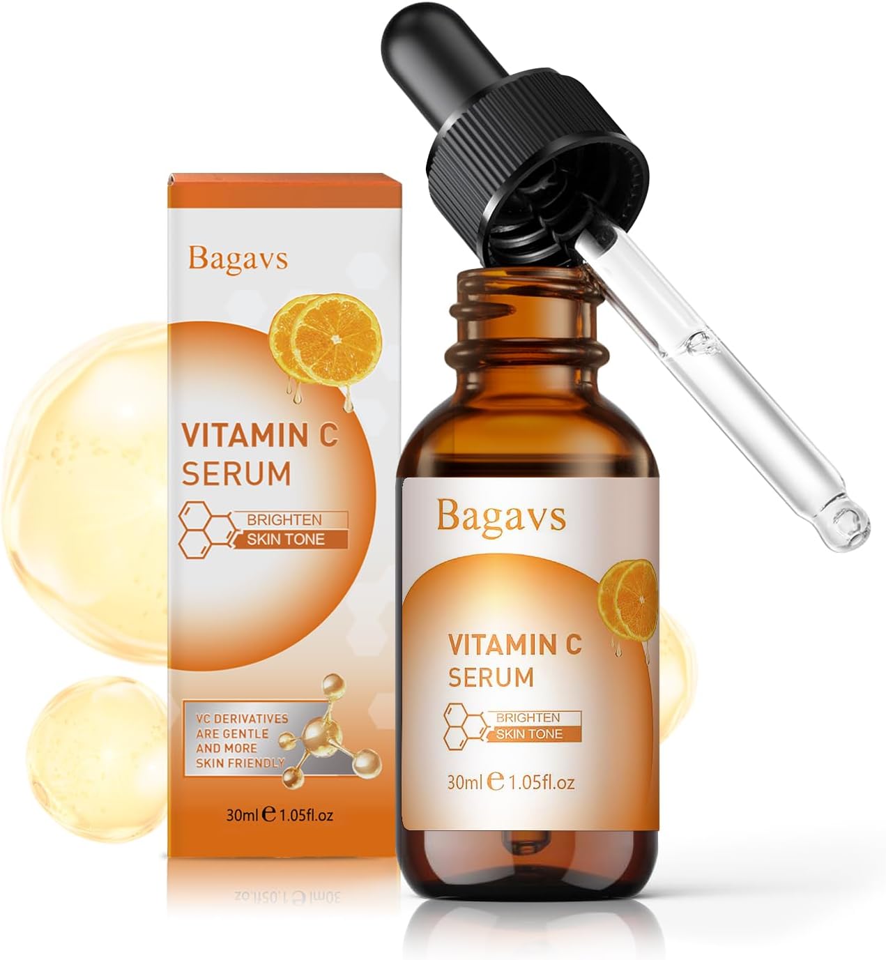 Vitamin C Brightening Serum,Face Skincare Serum with Hyaluronic Acid & Niacinamide, Deep Hydration, Fade Dark Spots, Glow Boosting & Skin Barrier Repair–30ml