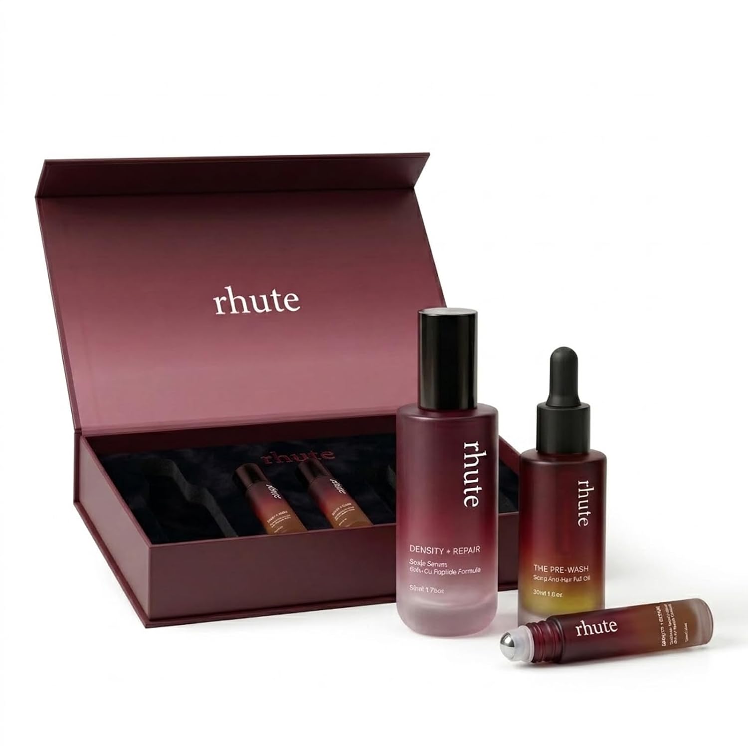 Rhute Hair Serum Set, Triple Density Complex Hair Oil, Roller-Ball Hair Growth Serum for Thinning Hair & Repair Hair Serum, The Bundle for Visible Hair Growth and Density