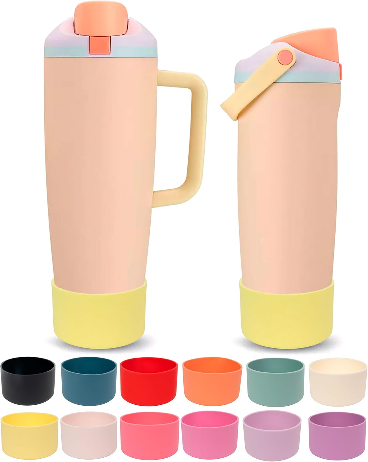 Silicone Boot for Owala 30oz & 40oz FreeSip Sway Bottles & Tumblers - Non-Slip, Scratch-Resistant, Stability Enhancer, Available in 12 Colors (Yuzu Yellow)