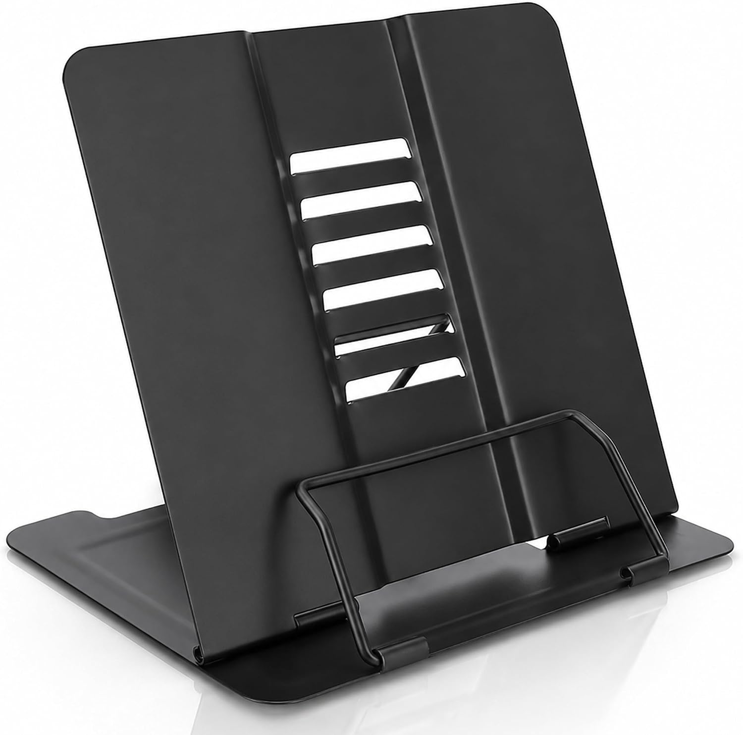 Book Stand，Reading Stand，Multi-Function Metal Easel Book Holder, Portable Adjustable Metal Book Stand, for Books/Mobile Phone Copy Holder Easel Music Stand Stand, Black1