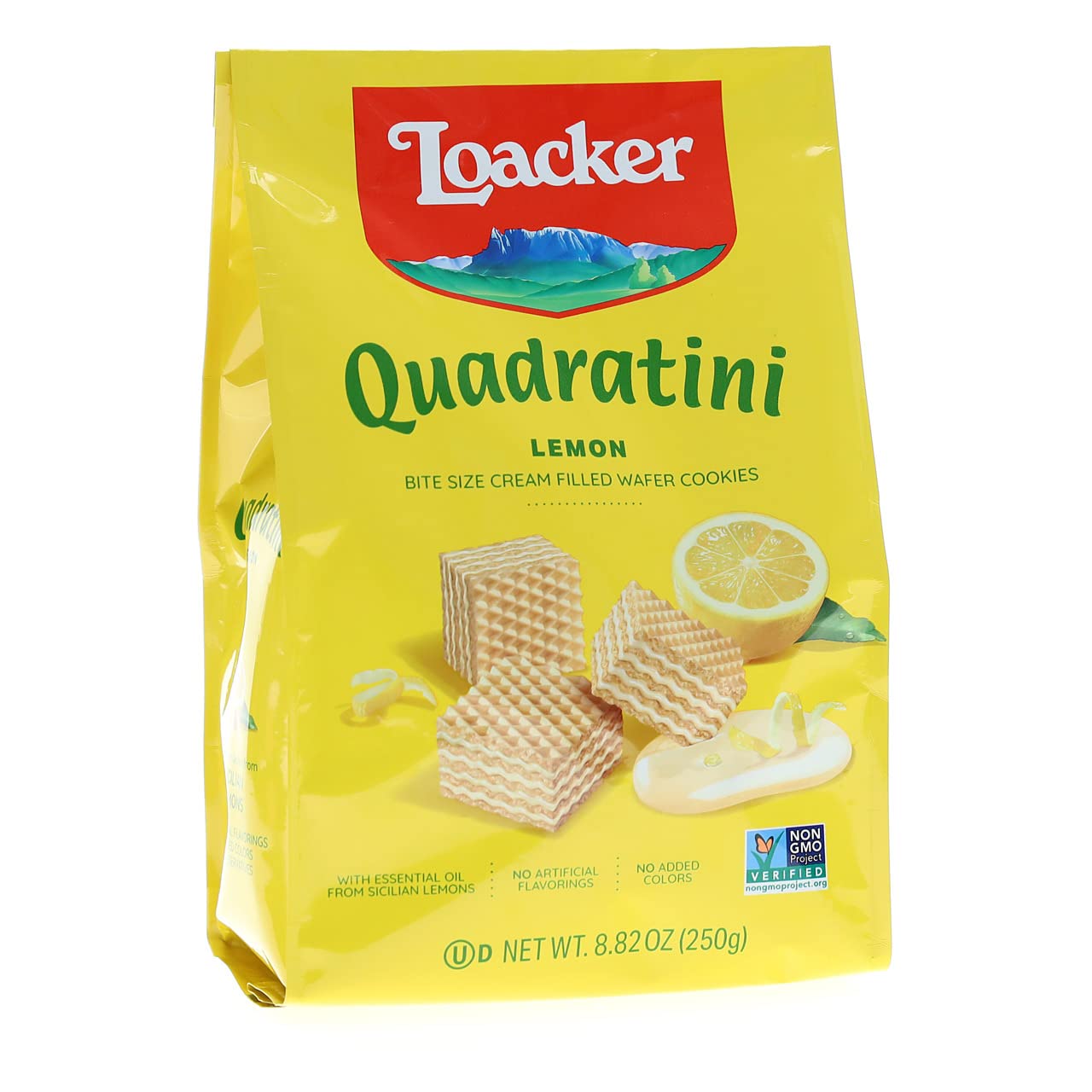 Loacker Quadratini Premium Lemon Wafer Cookies, 250g/8.82oz (37735)
