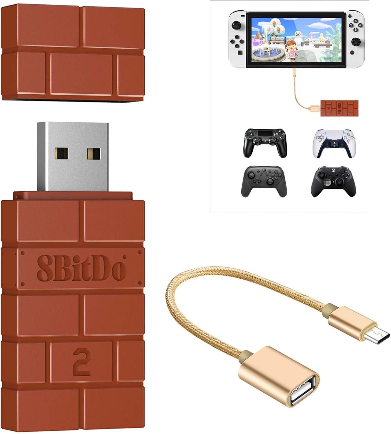 8BitDo USB Wireless Adapter 2 Converter Dongle for Switch 2/Switch LCD/OLED