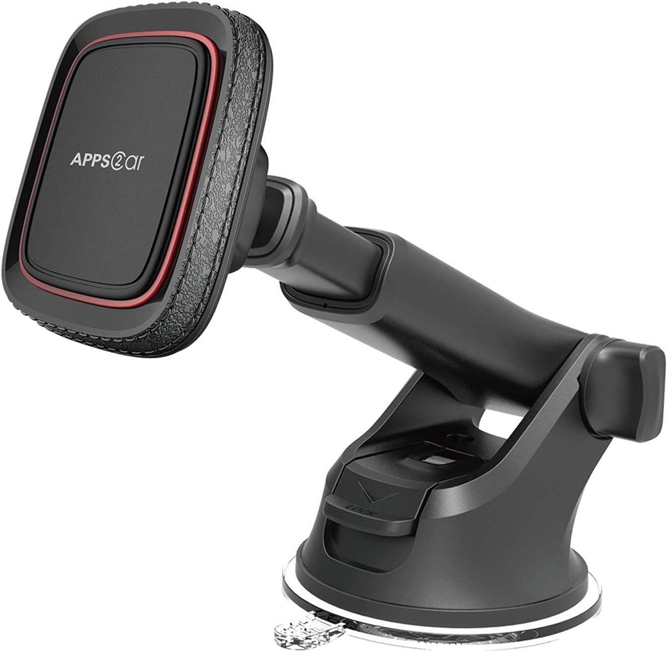 APPS2Car Magnetic Phone Mount for Car – Industrial Suction Cup Dashboard & Windshield Holder with Telescopic Arm, 6 Strong Magnets – Universal Fit for iPhone & Android (Metal Plate Required)