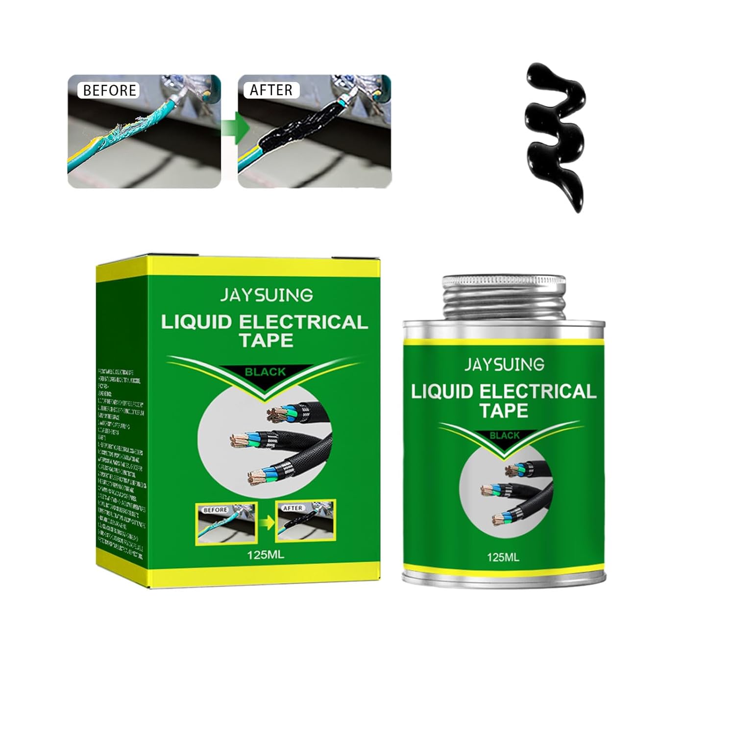 4.2 OZ (125ML) Black Liquid Electrical Tape, Liquid Adhesive Tape, Electrical Tape Glue, Waterproof, Fast Drying, High Temperature Resistant