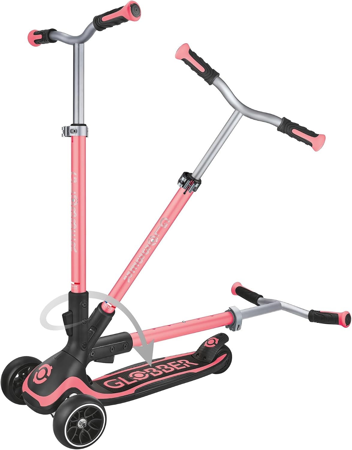 Globber Ultimum 3 Wheel Scooter with Patented Steering System, Adjustable Height, Robust, Extra Wide Deck and Wheels, Folding Scooter For Boys and Girls 5+ to Adult - 2 Year Warranty