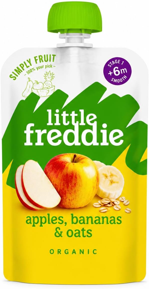 Little Freddie Apples, Bananas & Oats Baby Food Pouch 6 Months 100g