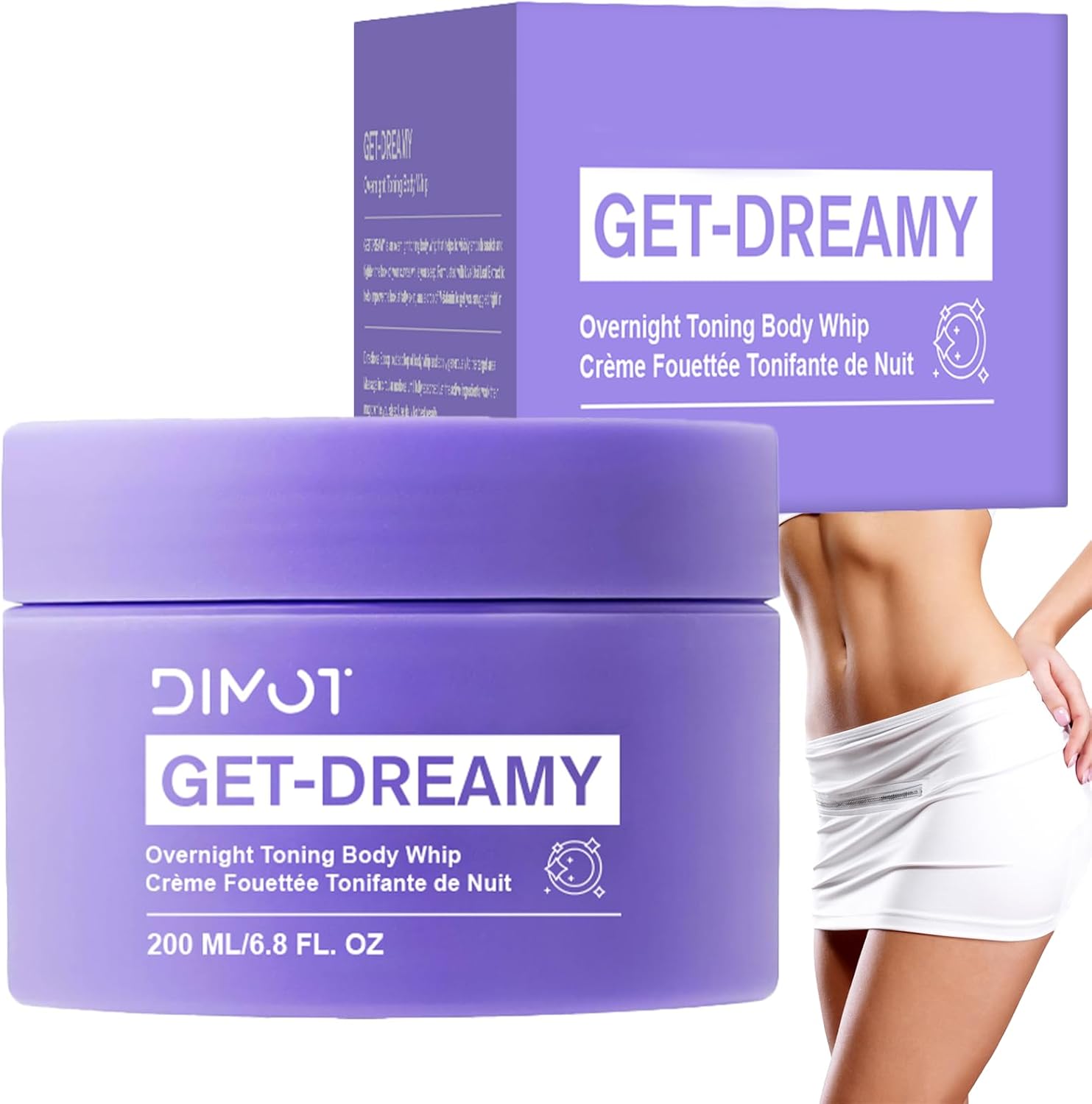 Get Dreamy Overnight Toning Whip, Overnight Toning Body Firming Cream, Advanced Anti-Wrinkle Skin Tightening Gel, Body Firming Whip for All Skin Types (200 ML)