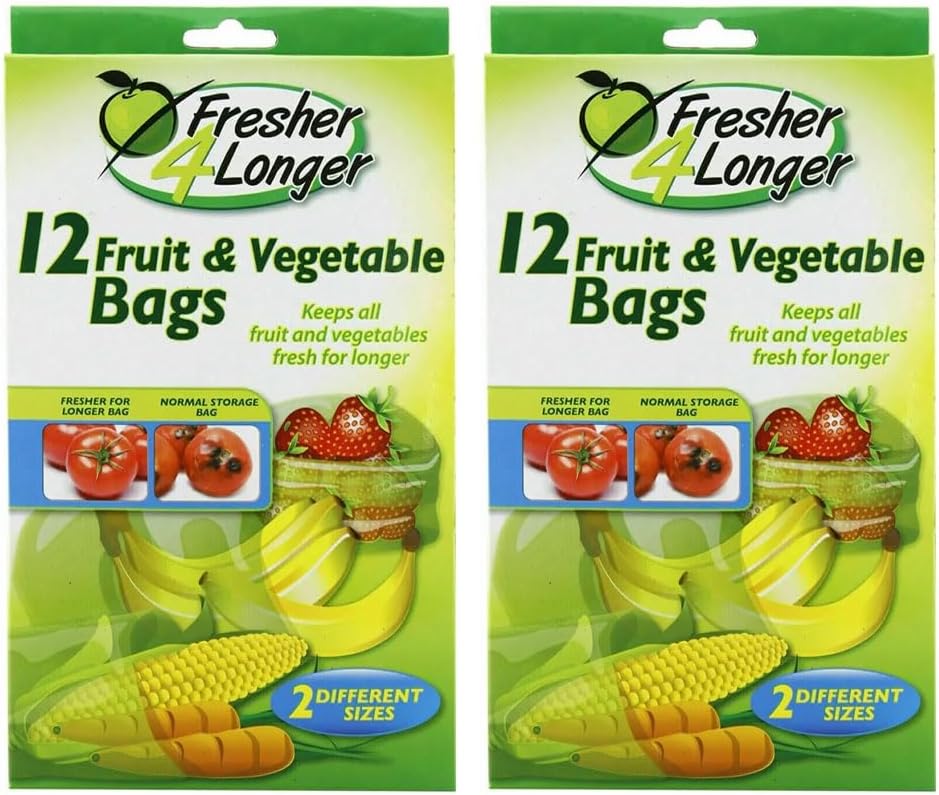 24 Fruit & Vegetable Storage Bags – Ready-to-Use Natural Food Storage Bags, Keeps Produce Fresh for Longer – Mixed Sizes for Home & Kitchen