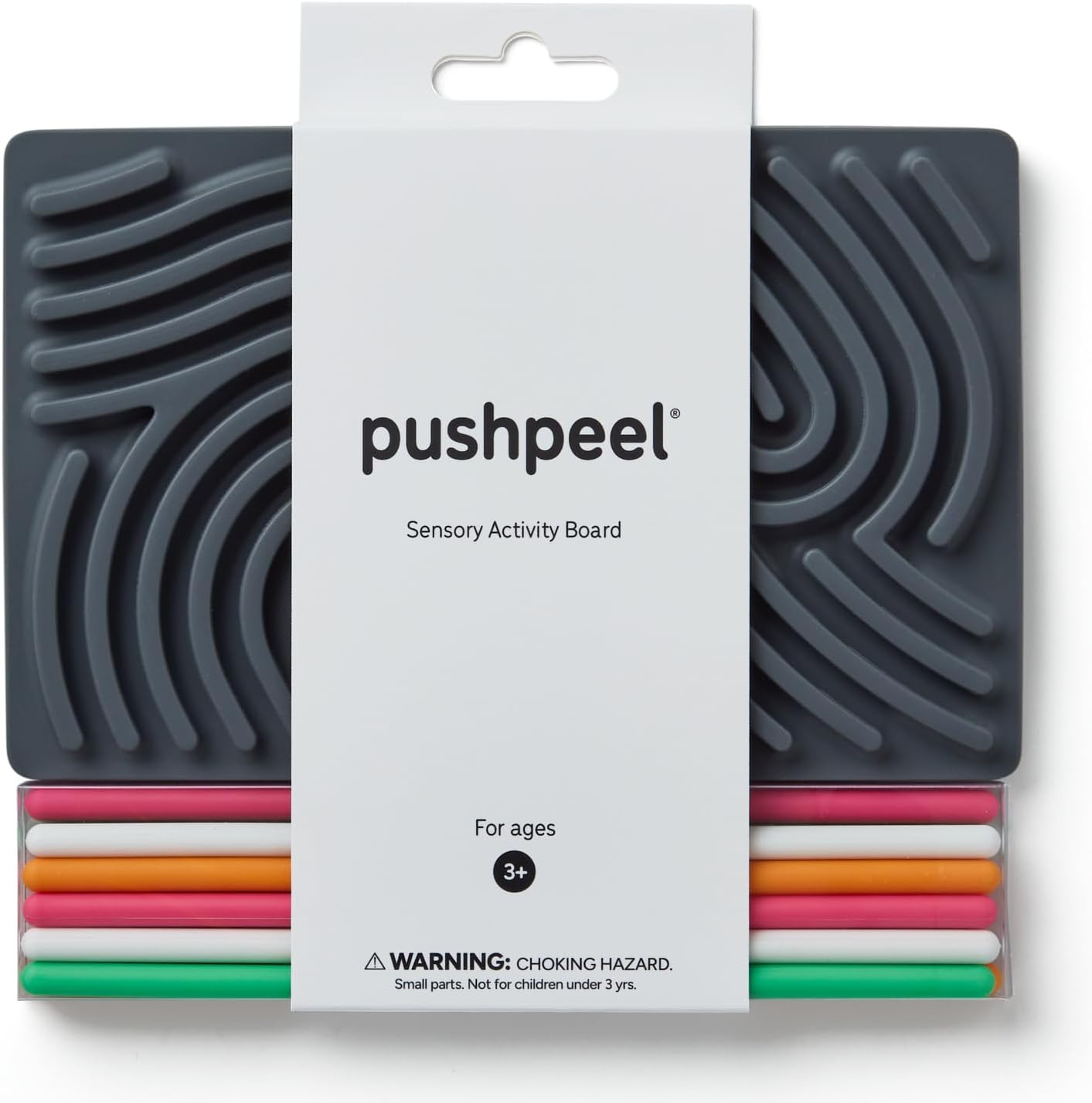 Pushpeel Sensory Activity Board: Silicone Fidget Toy for Calming, Stress, Anxiety, ADHD & Autism | Silent, No Mess | Kids 3+ & Adults | Includes Portable Travel Bag & 11 Strings (Granite)