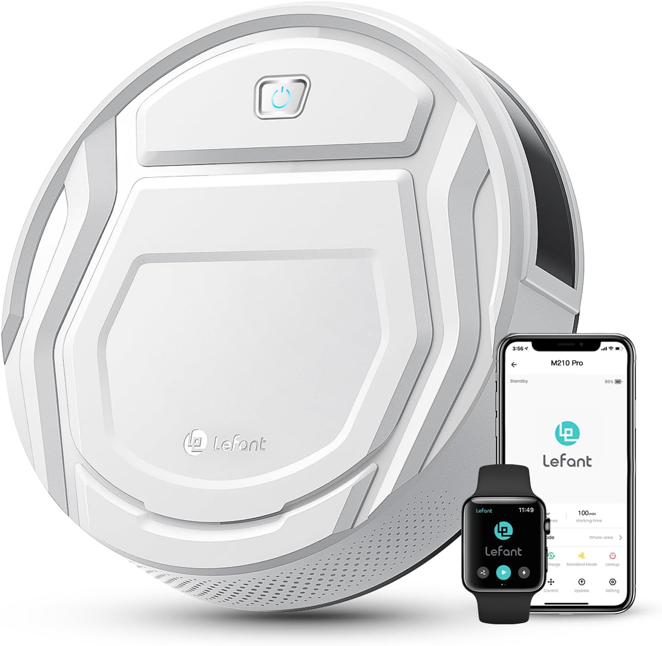 Lefant M210 Robot Vacuum Cleaner, 2200Pa Strong Suction, 7.8cm Thin 28cm DIA, Automatic Self-Charging Small Robotic Vacuum, Wi-Fi/App/Alexa Control, Ideal for Pet Hair Hard Floor and Carpet