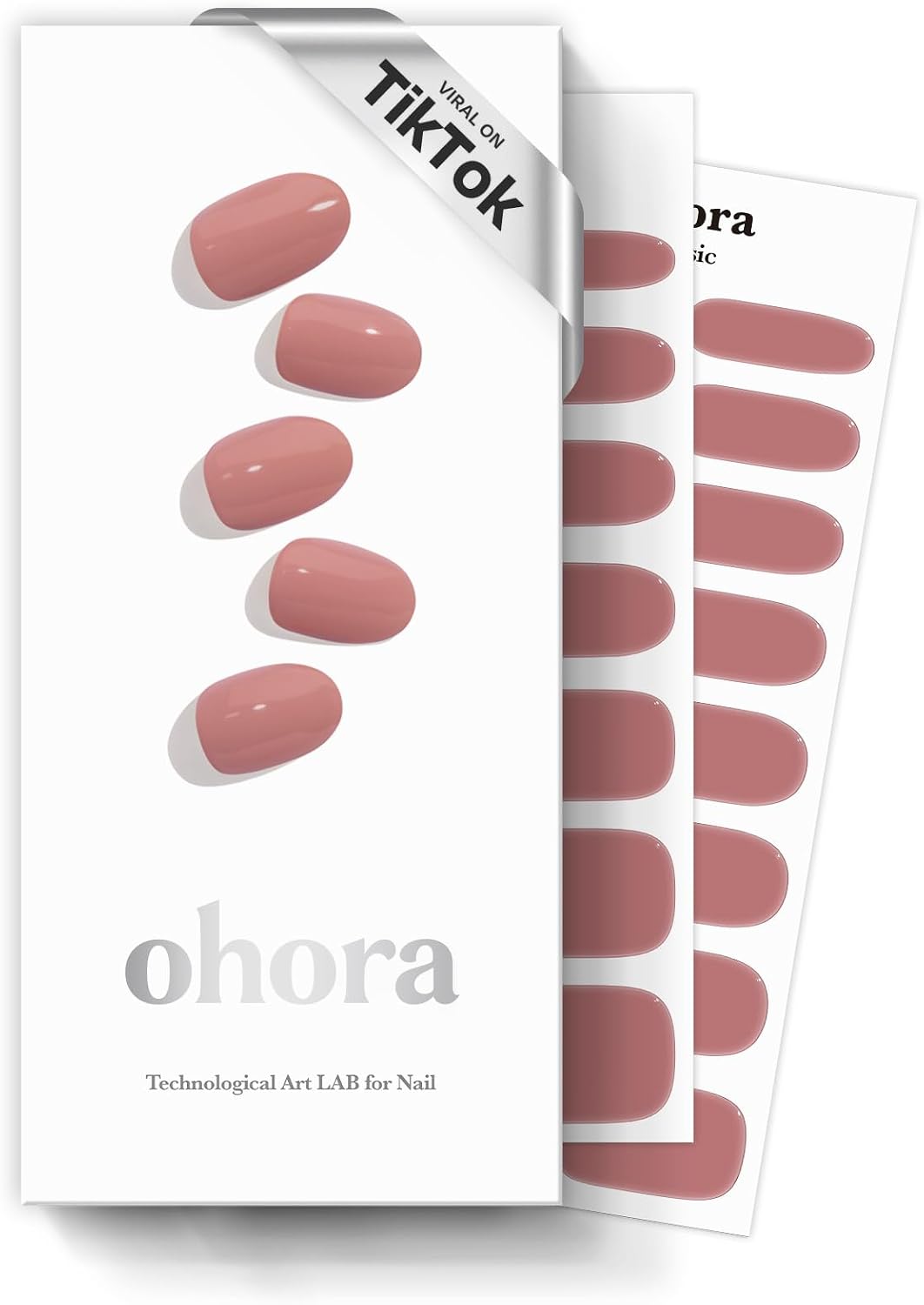 ohora Semi Cured Gel Nail Strips (N Ash Pink) - Pink, Solid, 30 Pcs for 2 Nail Cycles, UV Lamp Compatible, Salon-Quality, Long-Lasting & Easy to Apply, Includes 2 Prep Pads, Nail File & Stick