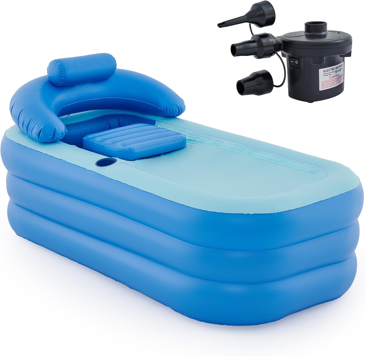CO-Z Inflatable Portable Adult Bath Tub, Foldable Free-Standing PVC Bathtub w Electric Pump, Anti-Slippery Inflatable Pool for Adult Children Spa Bath