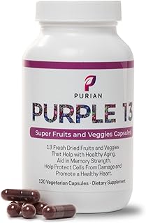 PURIAN Purple SuperFood Fruit and Veggie Supplement Fresh Dried Purple Fruit and Vegetable Supplements Promotes Anti-Aging, Heart Health, Aids Memory Strength, 120 Vegetarian Capsules