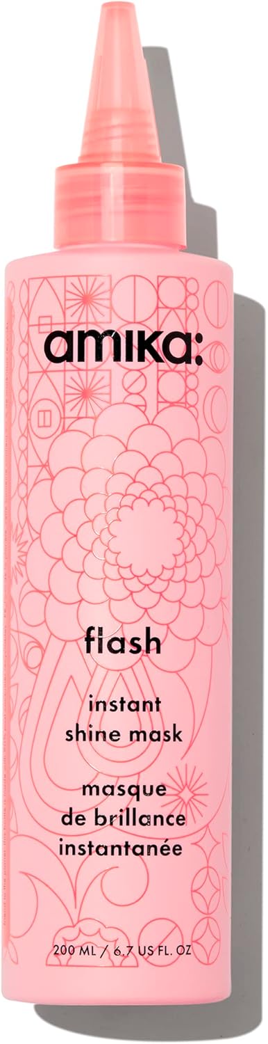 amika flash instant shine hair mask - hair gloss treatment + deep conditioner for dull strands + colour care - 60 second shine + moisture boost - hydrates, softens + fights frizz (200 ml)