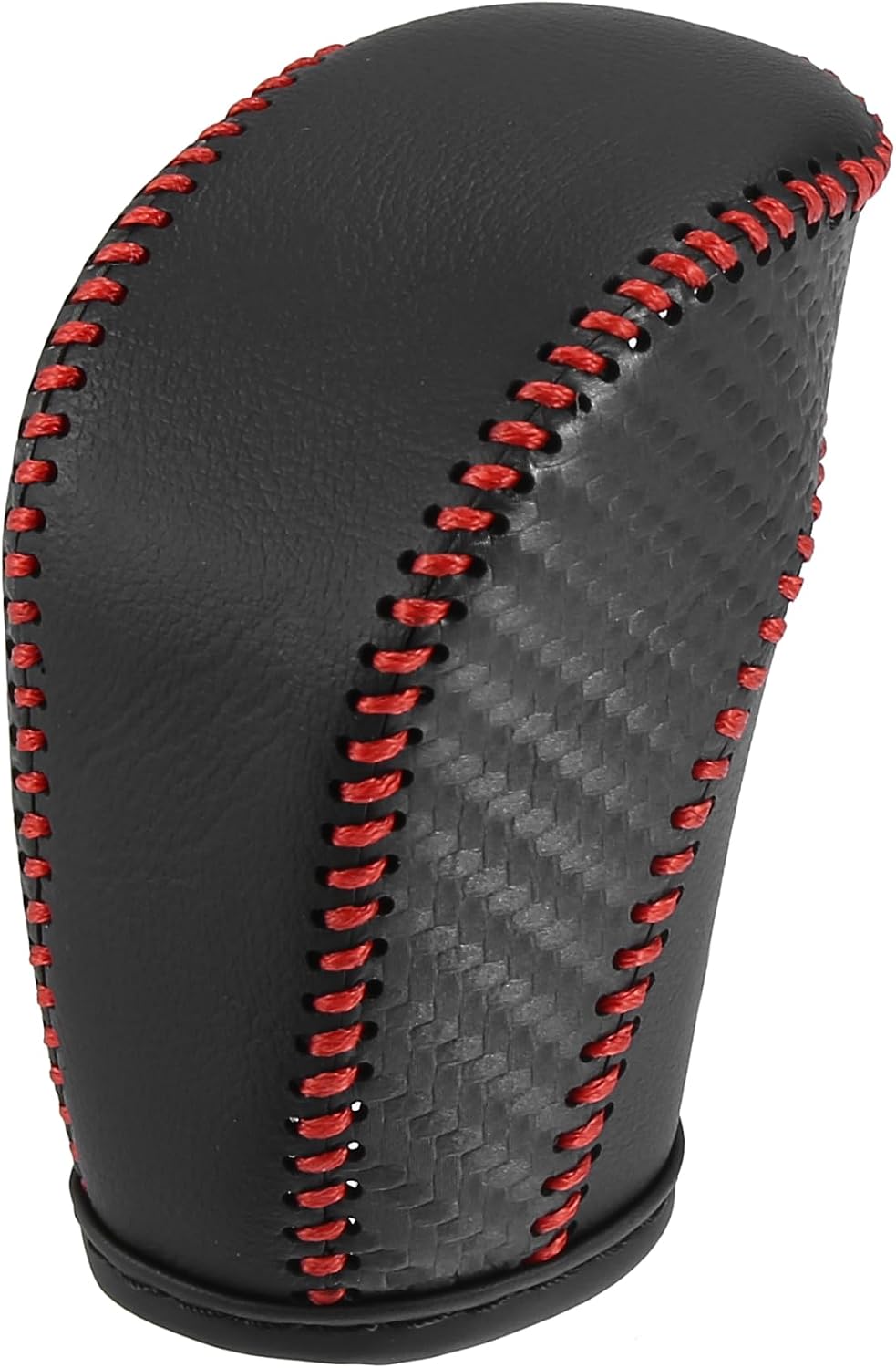 X AUTOHAUX Car Faux Leather Gear Shift Knob Cover for Volkswagen Jetta Tiguan 2011-2019 Passat Beetle 2012-2019 Atlas 2018-2019 CC 2013-2017 Red Line