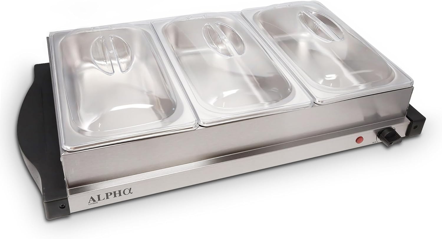 Alpha Living 3x2.5 QT Food Warmers for Parties Buffet Servers and Warmers – Premium Catering Supplies Buffet Display – Stainless Steel Electric Food Warmers with Temperature Control