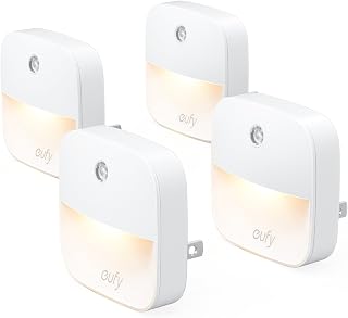 eufy by Anker, Plug-in Night Light, Warm White LED, Dusk-to-Dawn Sensor, Bedroom, Bathroom, Kitchen, Hallway, Stairs, Energy Efficient, Compact, Light 4-Pack
