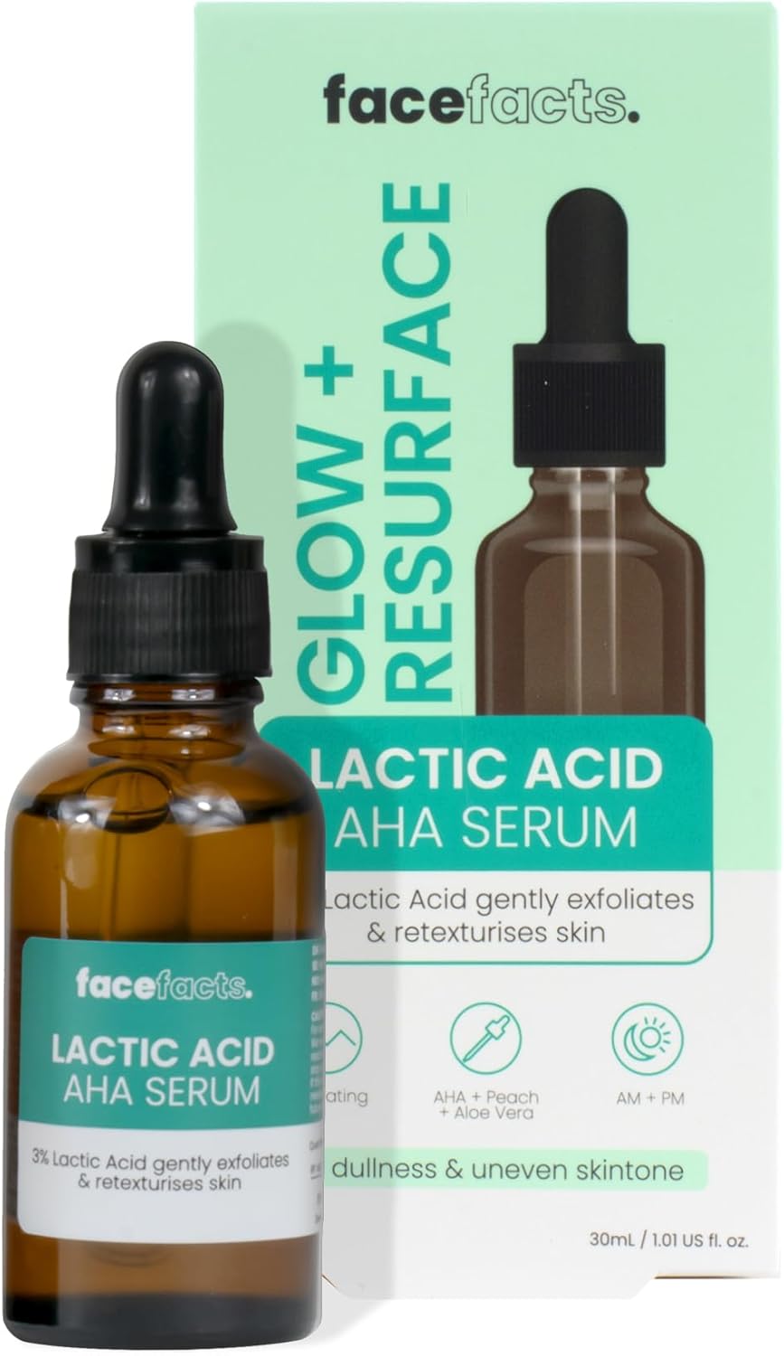 Face Facts Moisturising Facial Serum | Glowing and Even Skin | Lactic Acid | 30ml