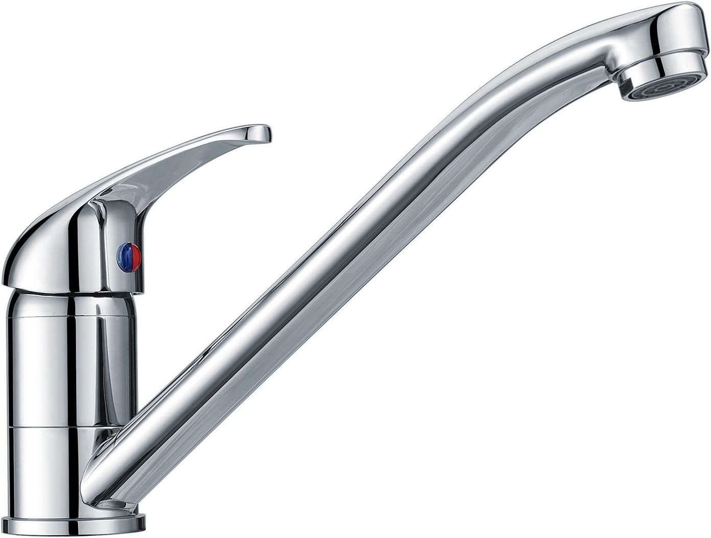 Kitchen Sink Mixer Tap Single Lever with Long Swivel Spout Monobloc Faucet Solid Brass Body Chrome Kitchen Mixer Taps 1 Hole
