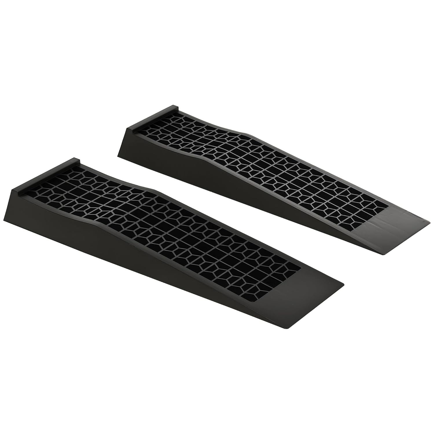 HOMCOM Pair of 2 Low Entrance Plastic Curb Ramps Anti-Slip Surface 3 Ton Capacity Garage Workshop Cars SUVs Small Vans