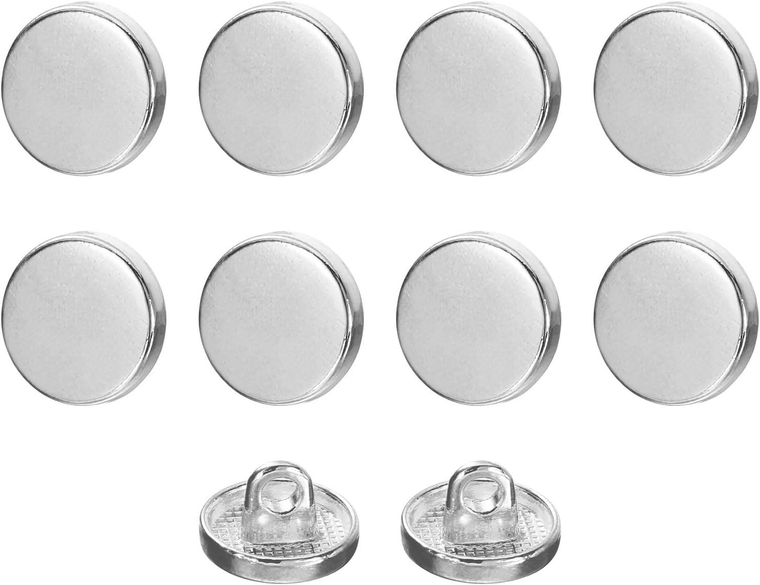 HARFINGTON 10pcs 16L Metal Round Flat Sewing Buttons 10mm Alloy Shank Craft Replacement Button for Men Women Suit Woolen Coat Shirt Trousers Sewing Crafts, Silver Tone