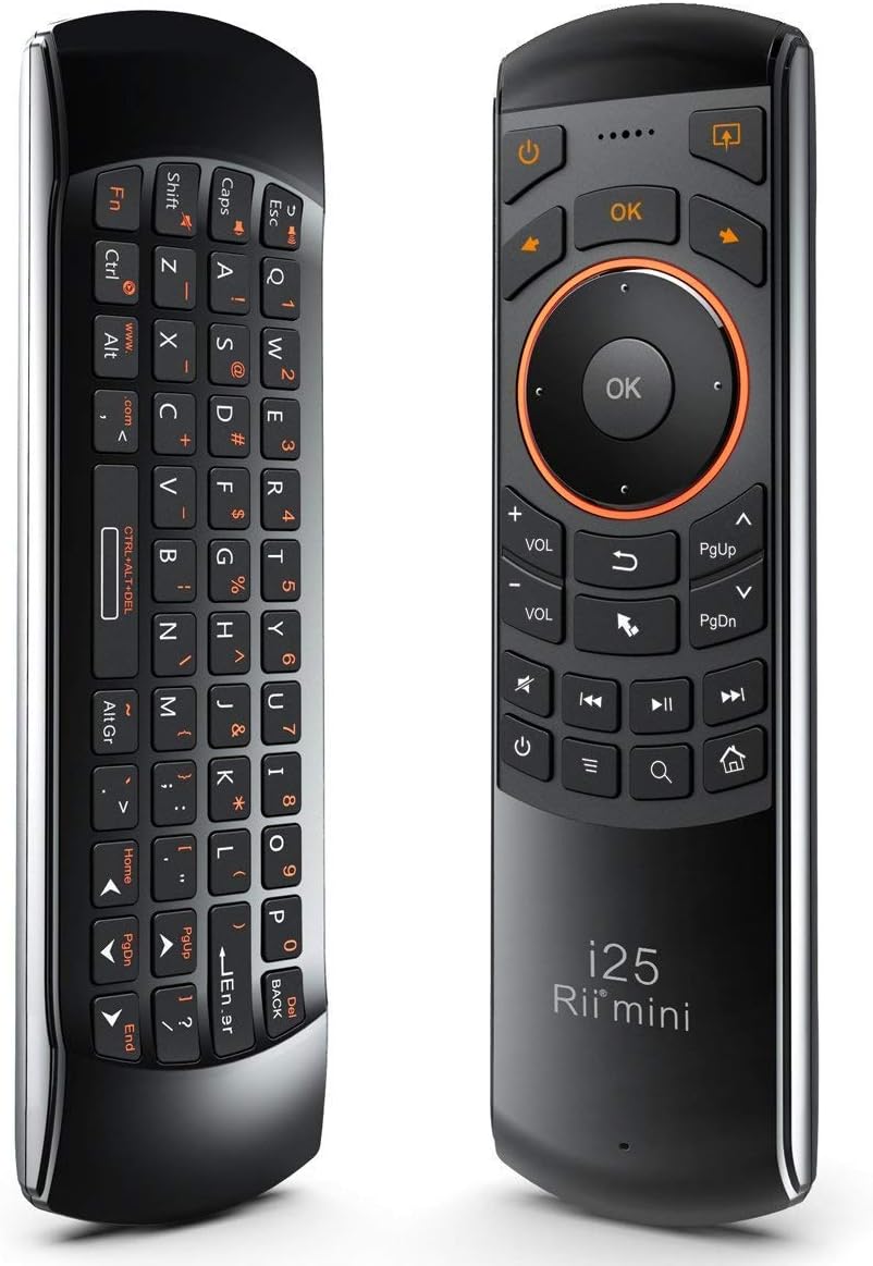 Rii Mini i25 Multifunction Portable 3 in 1 2.4GHz Wireless Fly Mouse Keyboard and Remote Control with Rechargeable Li-ion Battery for PC, Laptops, Linux, Android Tv Boxs, Windows, Windows, IPTV