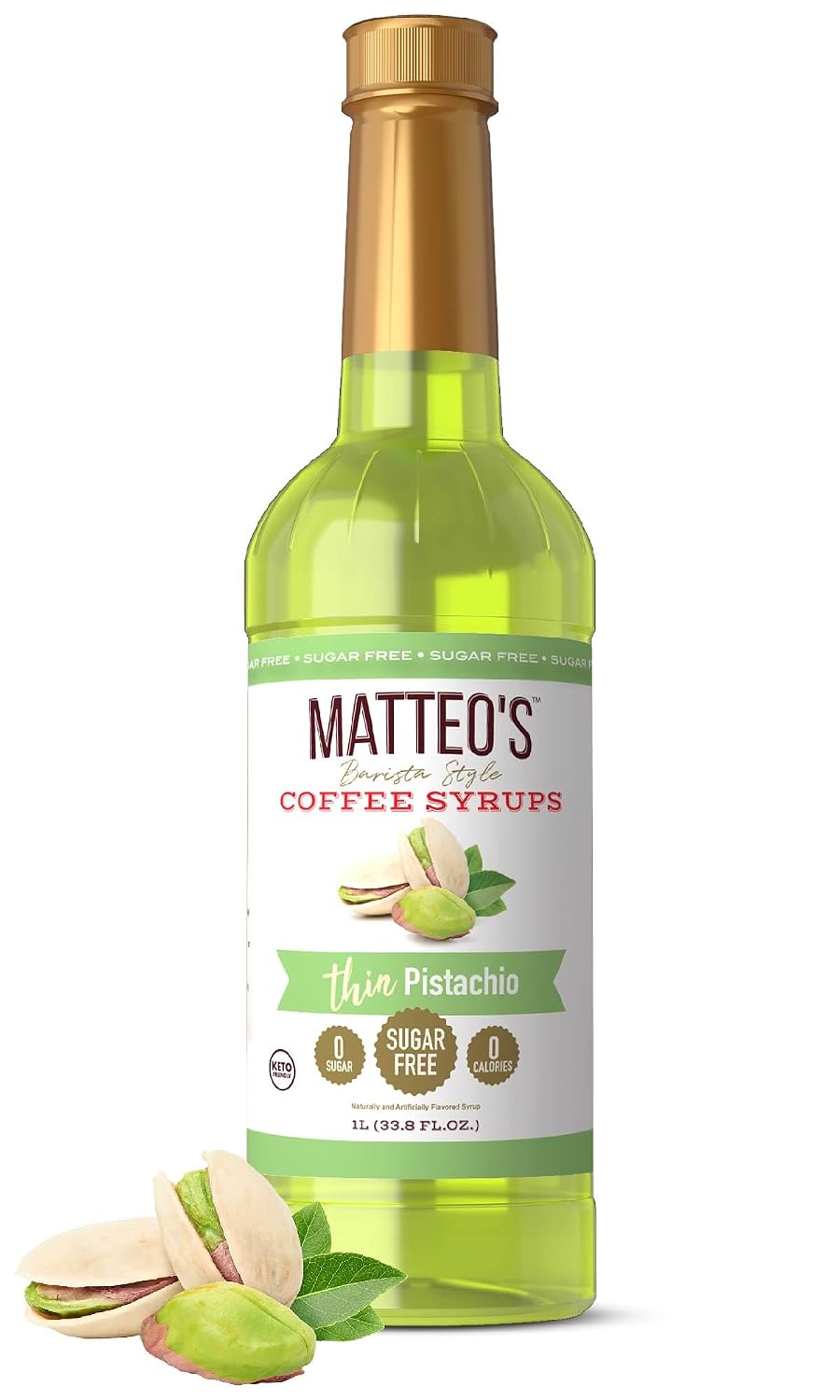 Matteo's Pistachio Syrup for Coffee, Desserts & Lattes, 33.8oz, 1 Pack