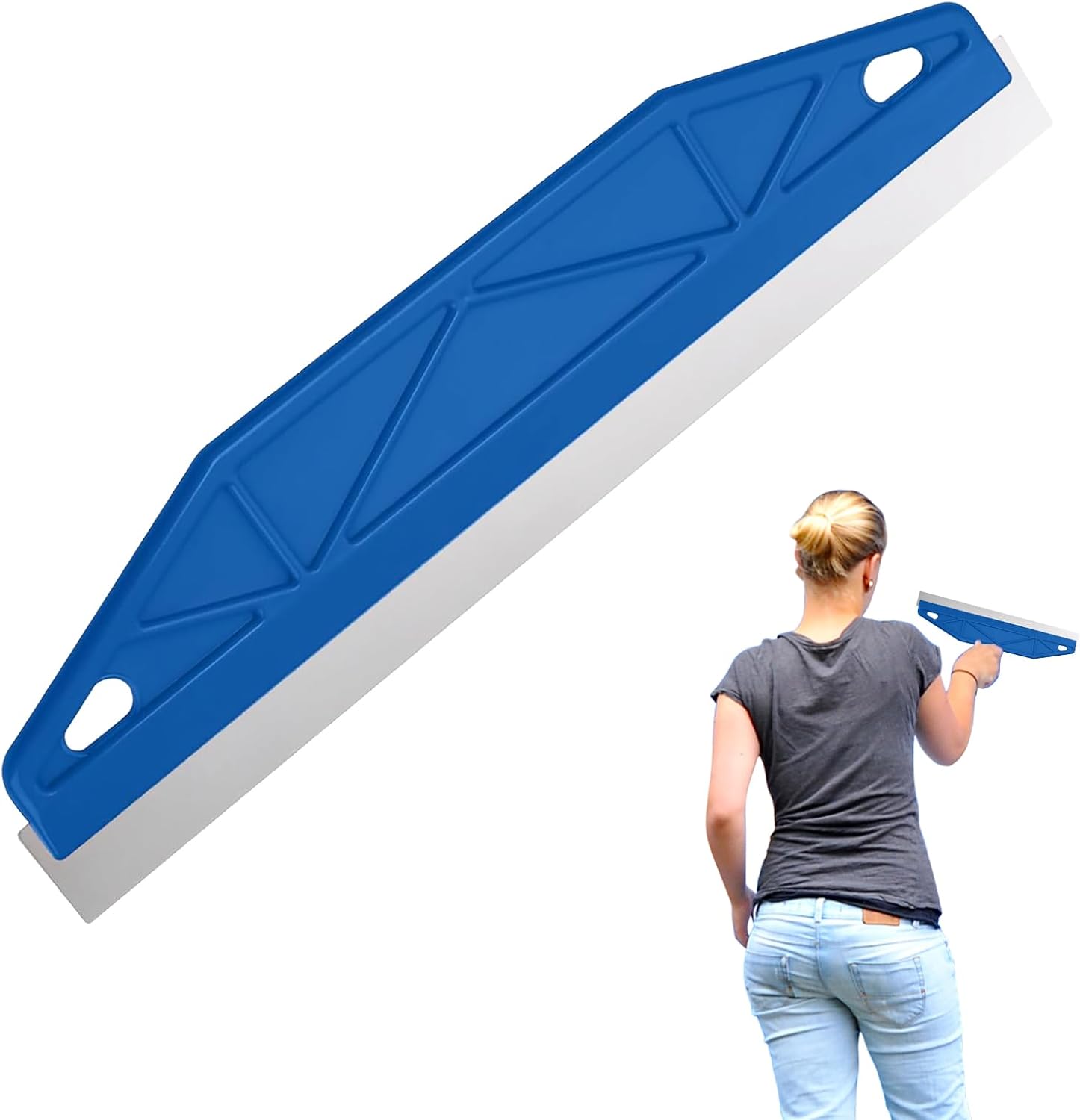 Edge Painting Tool, Stainless Steel Shield For Skirting Boards/Carpet, Cutting In Tool For Painting, Painting Tool, Paint-Cutting In Tool, Combining Scraping, Cutting-In And Smearing Protection (Blue)