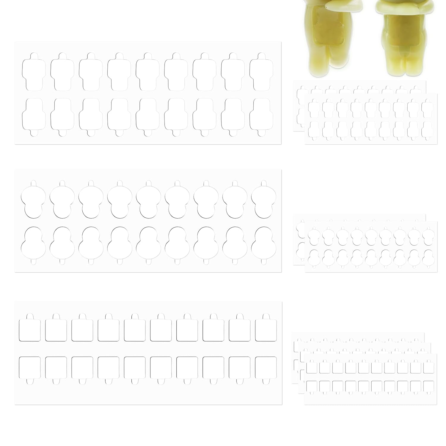 Lopau Double Sided Sticky Dots for Smiski, 132PCS Stickers for Smiski Hippers Phone Accessory, 3 Shapes Hipper Adhesive Tape for Smiski, Glowing Hipper Sticky Tabs Replacement
