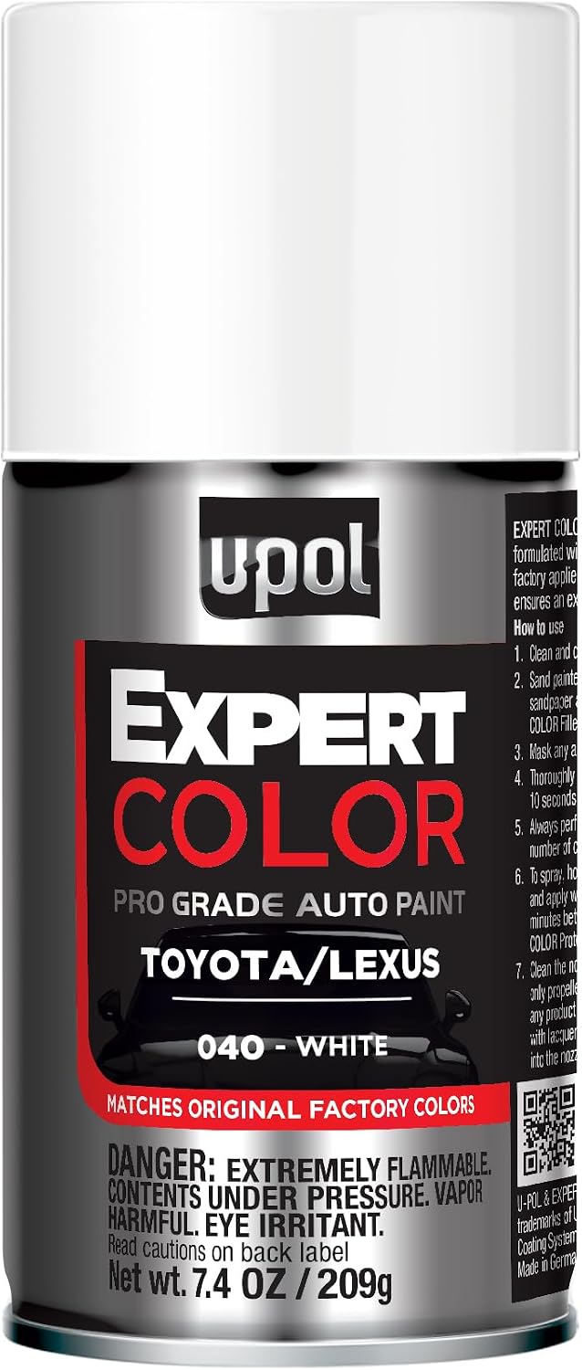 U-POL Expert Color, For Toyota/Lexus 040, Automotive Spray Paint, Professional Grade, Long-Lasting, Easy-To-Use, White
