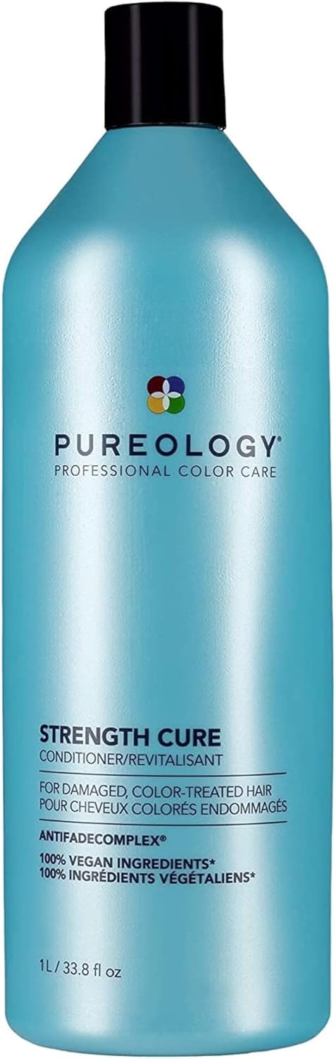 Pureology Strength Cure Strengthening Conditioner, For Damaged, Colour Treated Hair, Vegan Formulas, Sulphate Free for a Gentle Cleanse