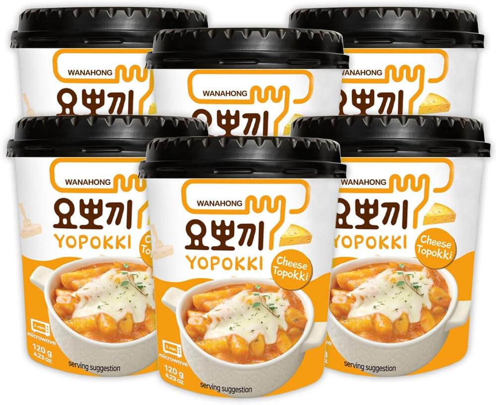 WaNaHong Cheese Flavour Yopokki Topokki Tteokbokki Rice Cake 120g (Pack of 6)
