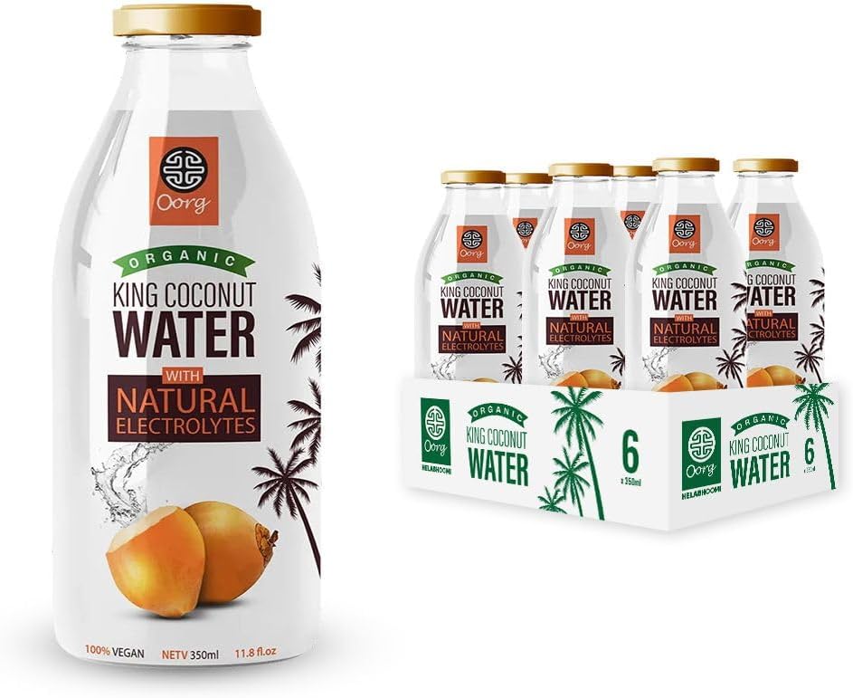 Oorg King Coconut Water - 350ml | 100% Organic | Natural Electrolytes | Premium Sri Lankan King Coconut Water | Perfect Hydration Beverage | Low-Calorie & Eco-Friendly| 350ml x 6