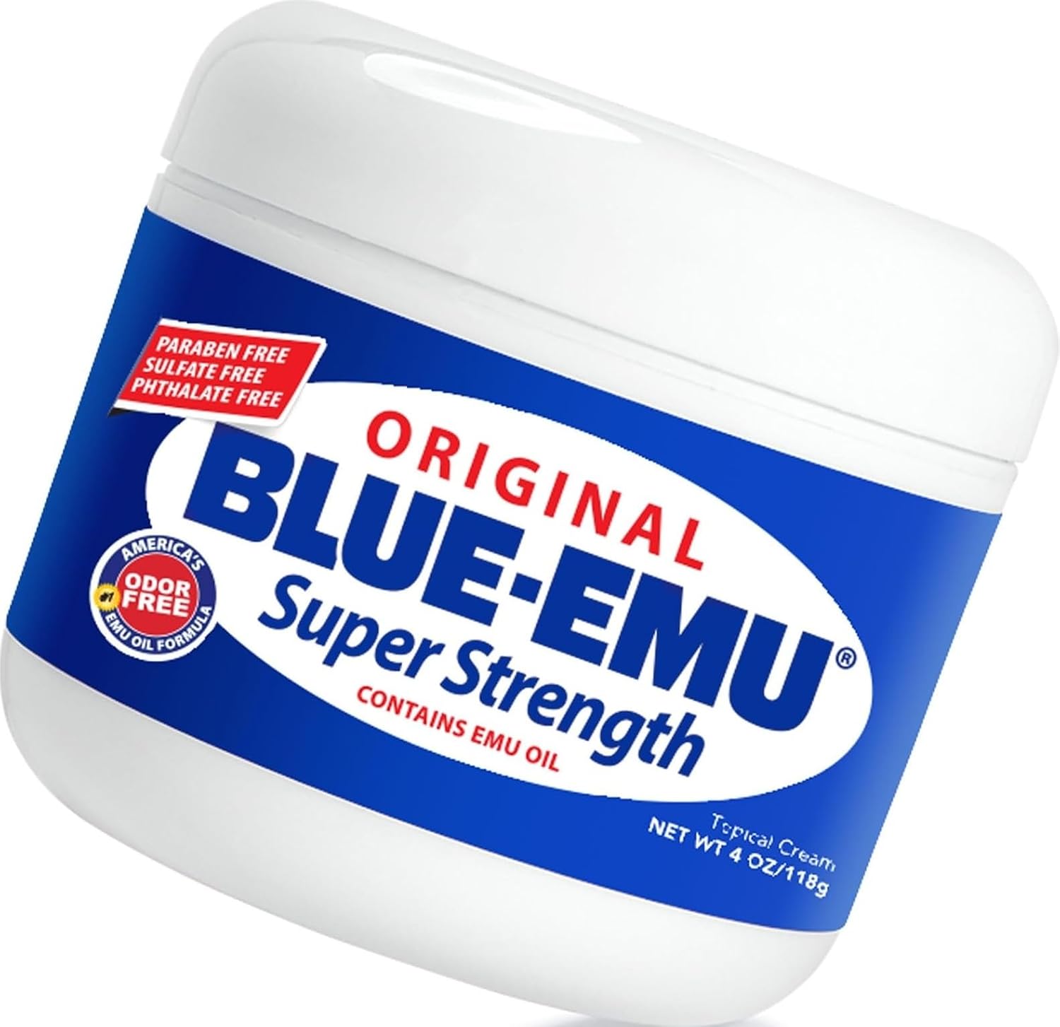Blue-EMU Original Super Strength Cream, Daily Muscle & Joint Support, 4 oz | Supports muscles and joints with glucosamine & MSM. Safe to use daily on arms, legs, back, hips, knees, and more.