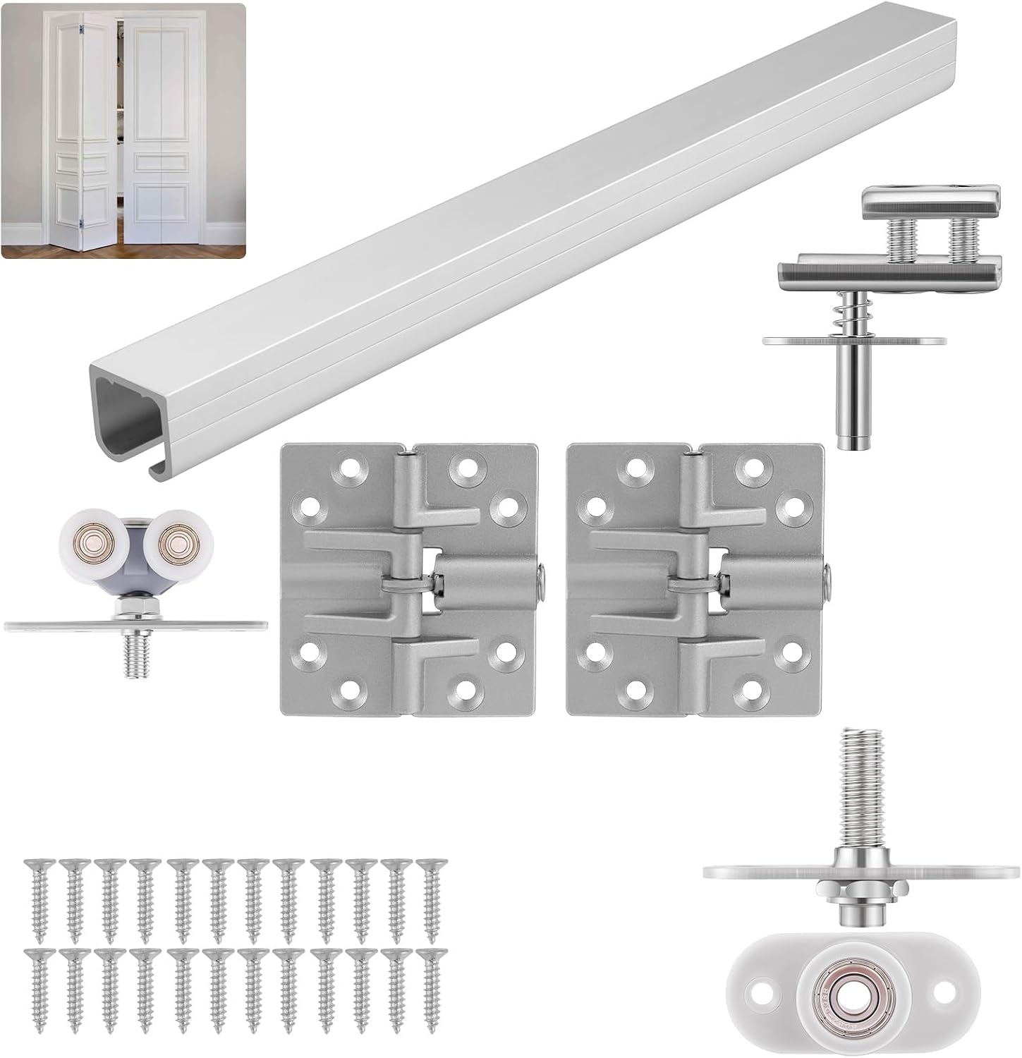 1 Pack | HBL' Bifold Door Hardware Kits with 900MM Track for Wardrobe Door | For Folding Closet & Indoor Use, Heavy Duty and Easy to Install