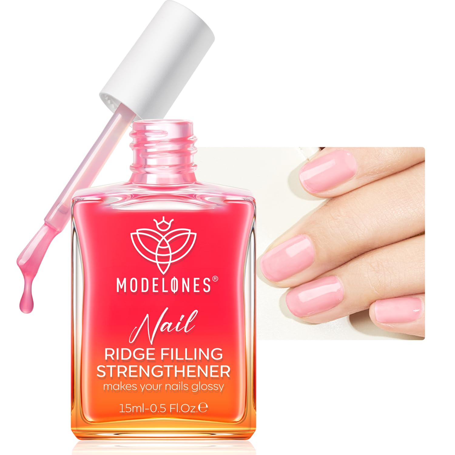 modelones Nail Strengthener and Growth, Sheer Pink Nail Polish Nail Hardener Extra Strong and Growth Natural Nail Strengthener for Damaged Nails Repair Toenails & Nail Concealer Women Gifts