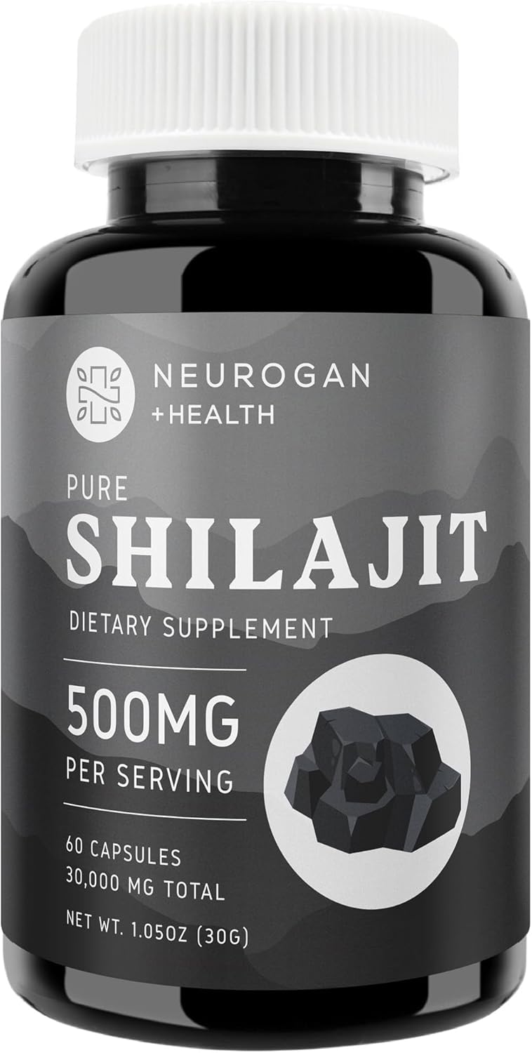 Neurogan Pure Shilajit for Men & Women Capsules - 500mg Per Serving, 60 Ct - Himalayan Shilajit for Women Men Supplement with Fulvic Acid & Trace Minerals - Energy, Brain & Immune Support