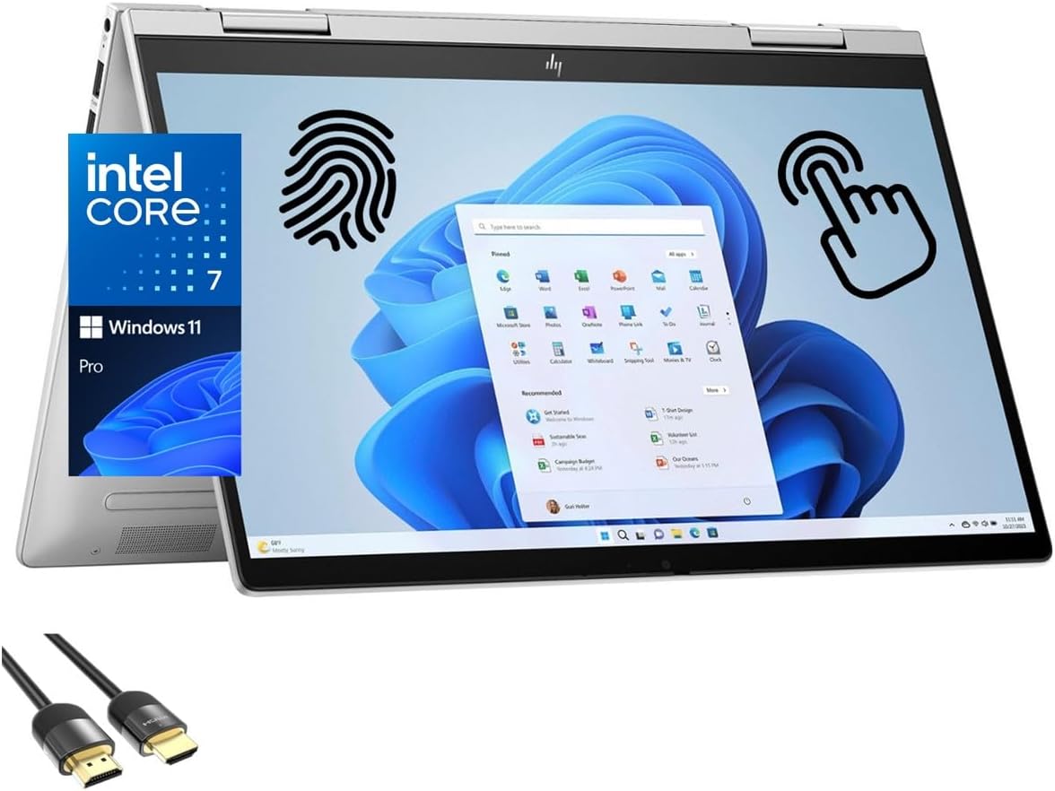 HP Envy 2-in-1 Laptop, 14" FHD Touchscreen Display, Intel Core 7-150U (10-Cores Beats i7-1355U), 16GB RAM, 512GB PCIe SSD, WiFi 6E, Backlit KB, FP Reader, Webcam, USB-C, HDMI, PDG HDMI, Win 11 Pro
