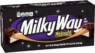 MILKY WAY Candy Midnight Dark Chocolate Bars Bulk Pack, Full Size, 1.76 Bar (Pack of 24)