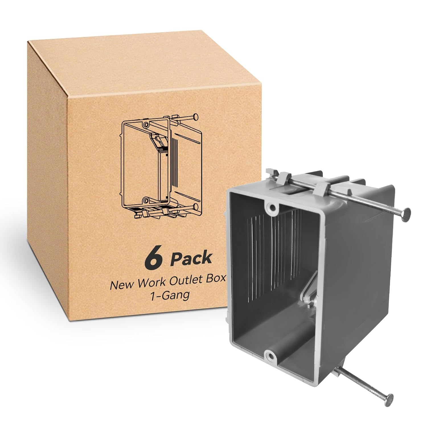 CycevSun Single Gang Electrical Box New Work, 22 Cu.in, UL Listed, 6 Pack