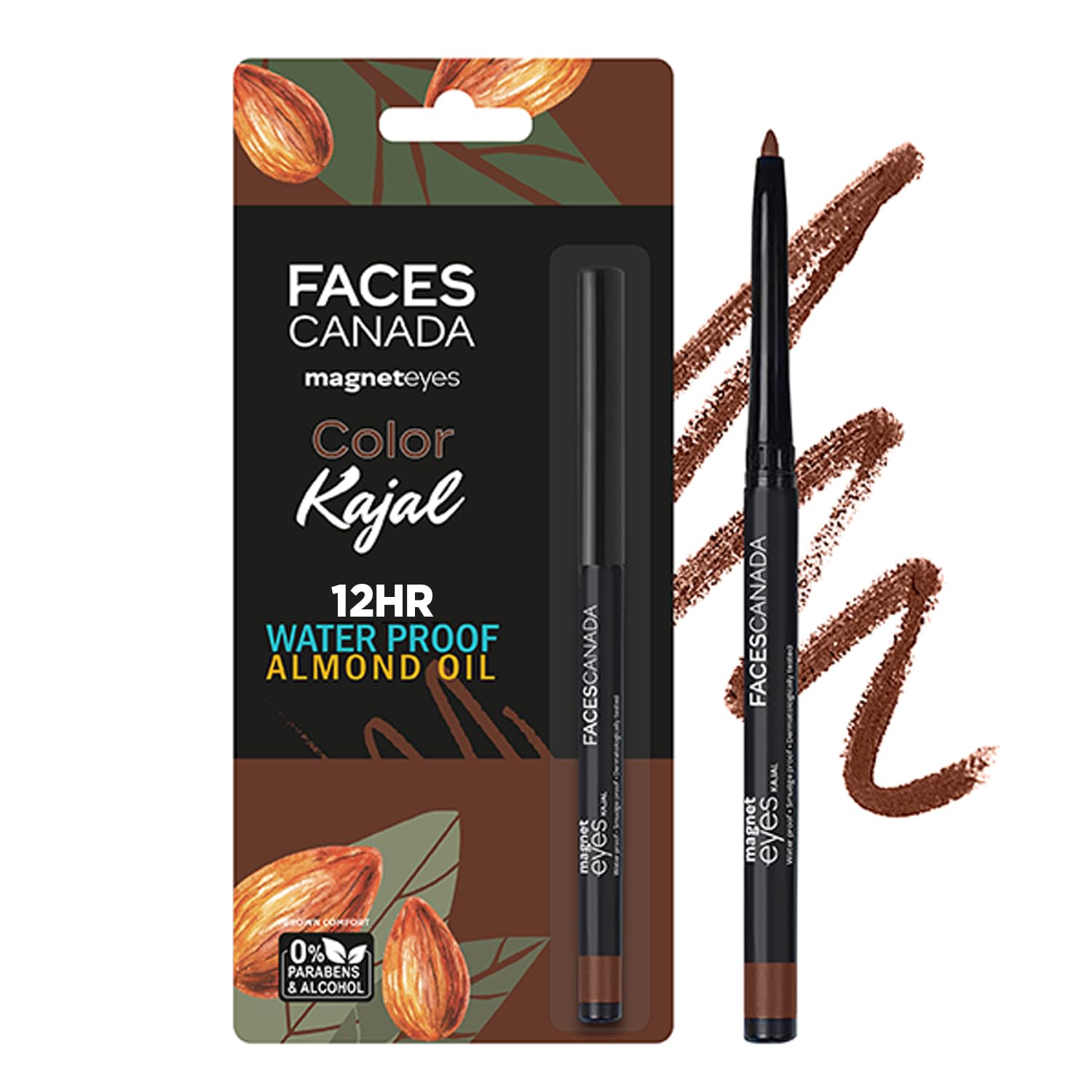 Magneteyes Color Eye Pencil - Brown Comfort 03 | with Almond Oil | 12 HR Long Stay Matte Finish | Single Stroke Glide | Waterproof & Smudge Proof | 0.01 Oz/0.30g