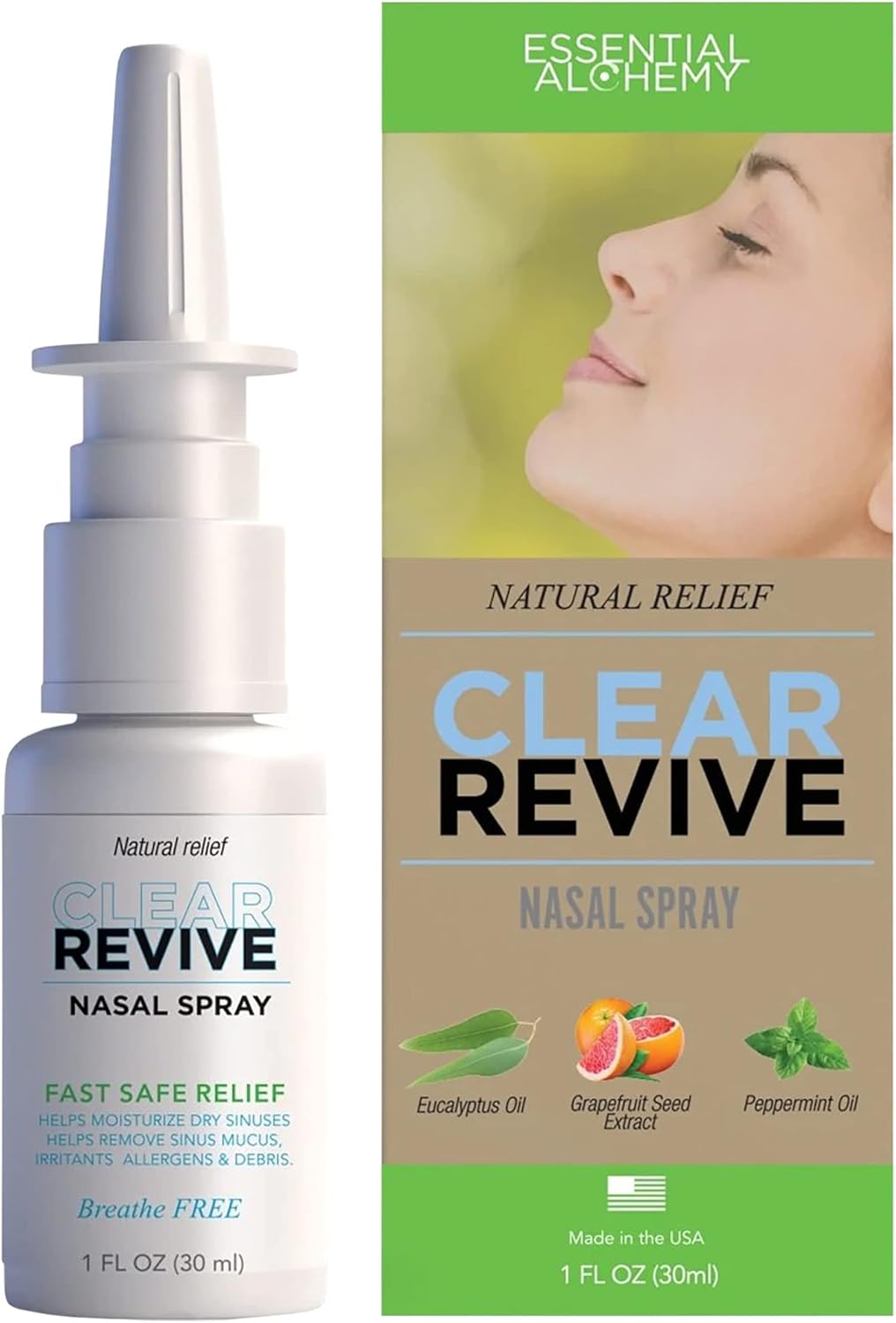 Nasal Spray, Allergy Relief, Fast Relief of Nasal and Sinus Irritation, Dryness and Mucus Removal, Non Drowsy and Zero Dependency Formula (Adult, 1pk)