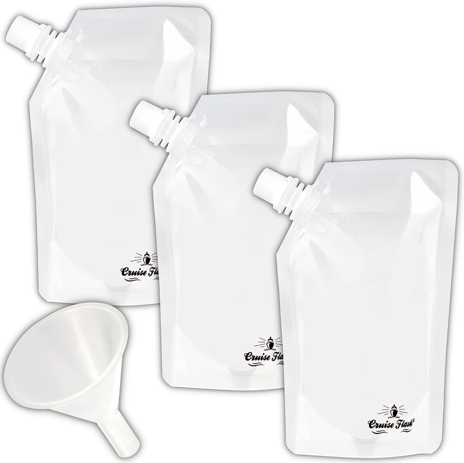 Concealable And Reusable Cruise Flask Kit - Sneak Drinks Anywhere! - 3 x 8 oz + 1 funnel