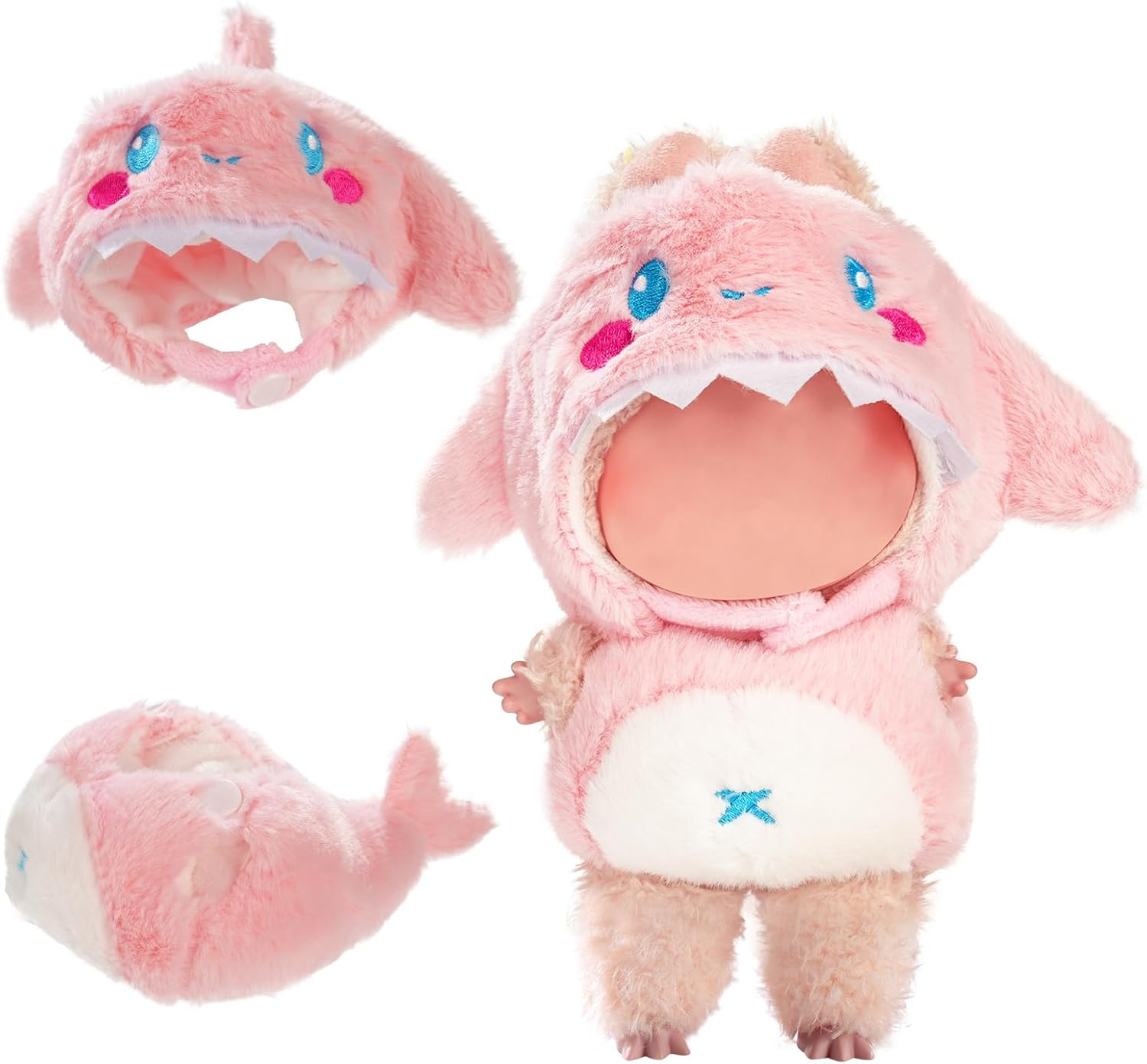 Cute Clothes for Doll Design Outfit Blind Mystery Box Accessories Mini La Boo-Boo Blah Bu Bu BuLafufu Ropa Plush Stuff Dress Overalls Hoodie Pajamas Pink Whale