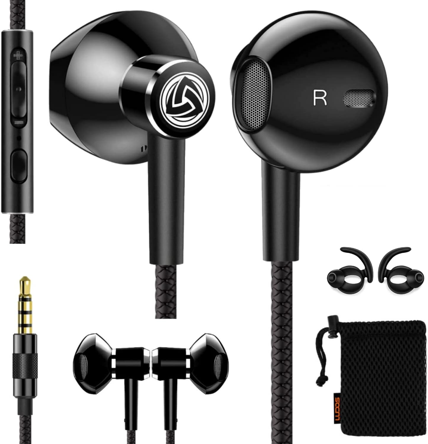LUDOS SPECTA Wired Earbuds in-Ear Headphones, 5 Years Warranty, Earphones with Microphone for Clear Calls, Noise Isolating, for iPhone, iPad, Samsung, Laptop, School Students, Kids, Women, Small Ears