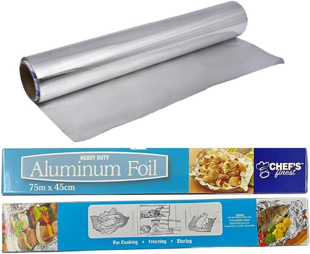 Aluminium Kitchen Catering Tin Foil Roll 450mm x 75m 18" for Hot Food Wrapping Baking Storing
