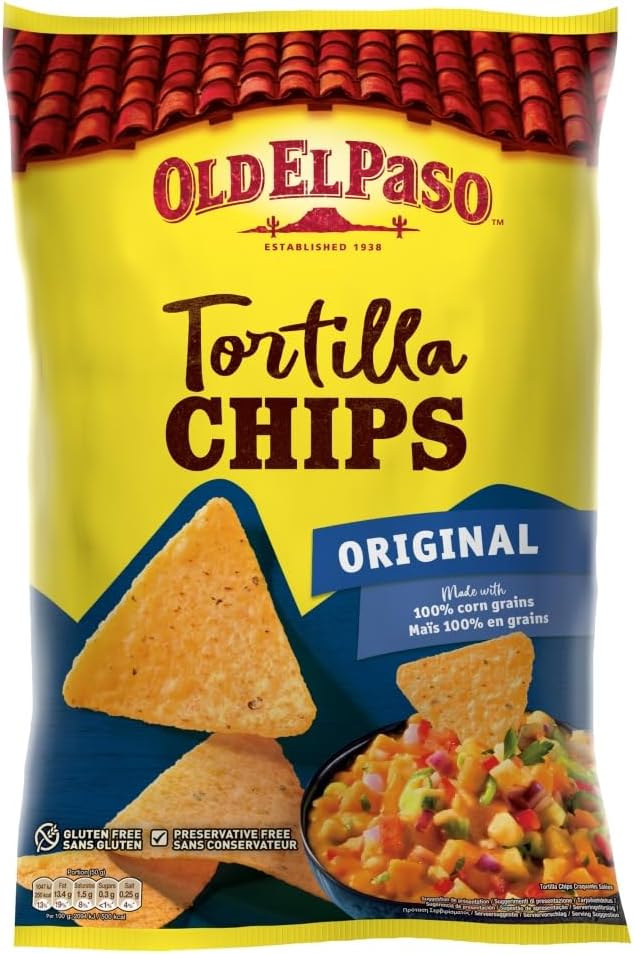 Old El Paso Gluten Free Crunchy Salted Tortilla Chips 185g (Pack of 5)