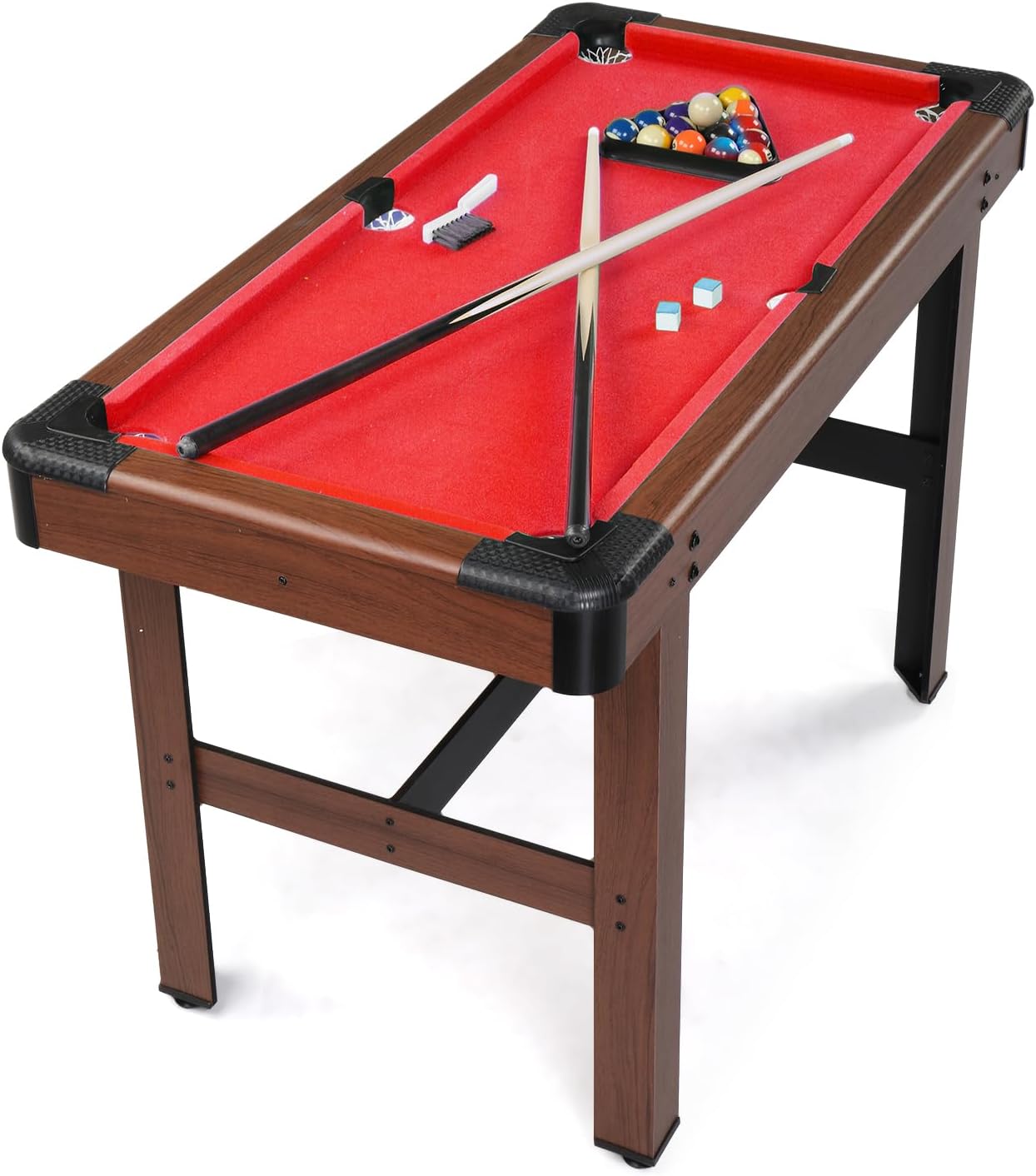 PEXMOR 48" Pool Table, Billiard Game Table for Kids and Adults, Mini Pool Table Set Indoor & Outdoor for Game Room Family with Balls, Cues, Chalk, Brush and Triangle